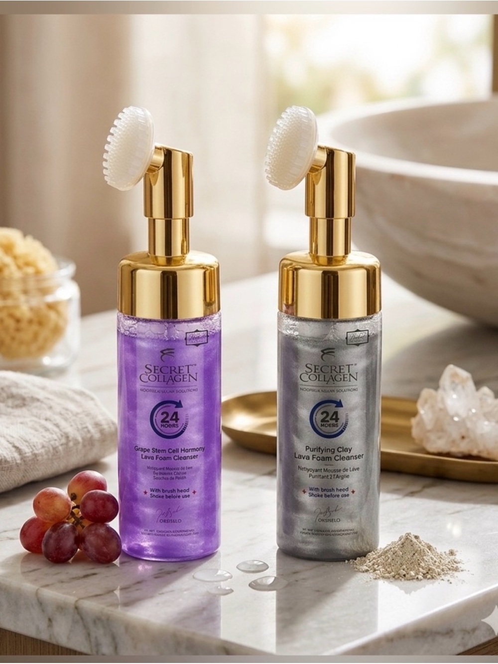🔥 Secret Collagen BUNDLE of Lava Foam Cleansers Grape Stem Cell & Purifying Clay